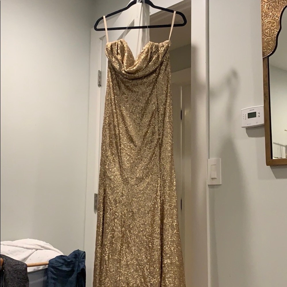 Gold sequin floor length dress